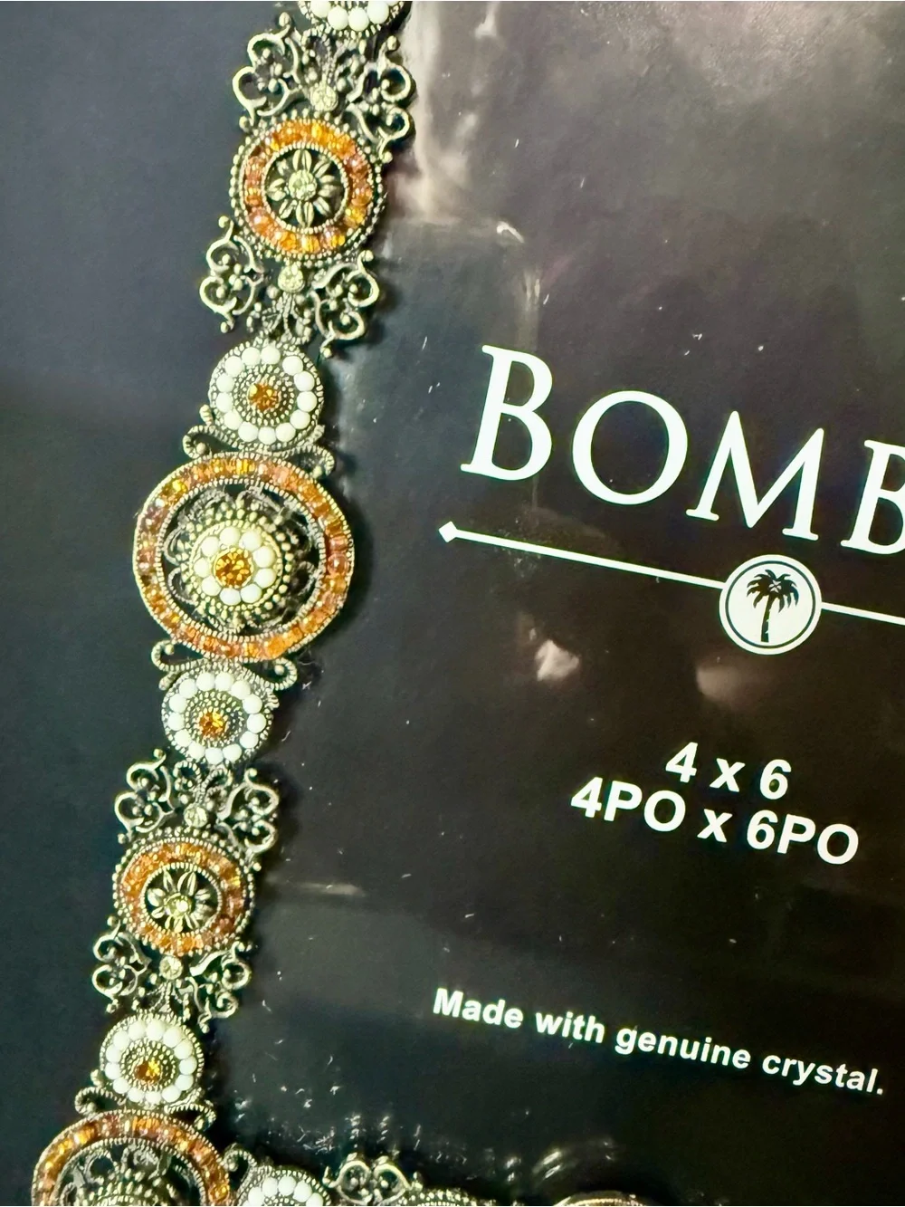 Vintage The Bombay Company 4x6 Crystal Ornate Art deco Picture Frame New no box